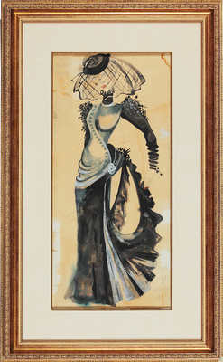 Шимановская Ксения Володаровна. Эскиз костюма к оперетте «Милый друг» по произведению Г. Мопассана для Свердловского театра оперетты 